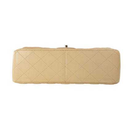 Chanel Beige Lambskin Jumbo Classic Flap SHW