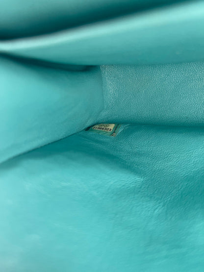 Chanel Turquoise Blue Canvas Medium Classic Double Flap with Silver Hardware  RRP - £8,530