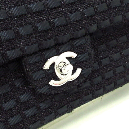 Medium Classic Flap Black Tweed SHW