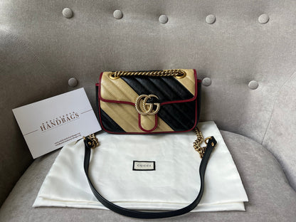Gucci GG Tricolour Marmont Mini Shoulder Bag