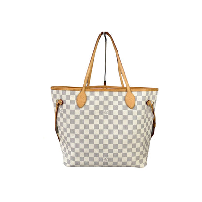 Louis-Vuitton Damier Azur Neverfull MM White GHW