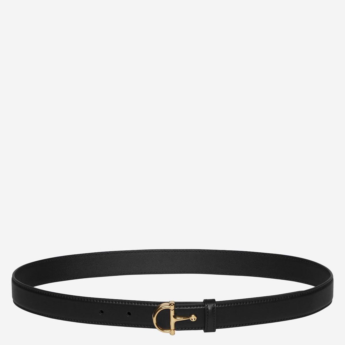 Thin Leather Belt with Half-Clamp Buckle