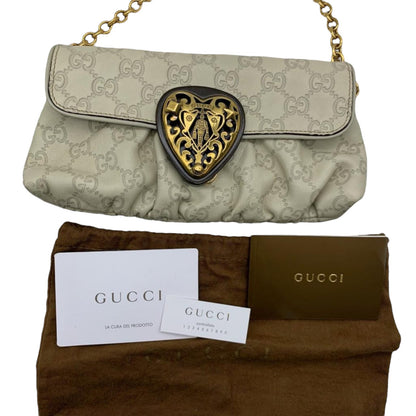 Gucci Guccissima Leather Shoulder Bag White GHW