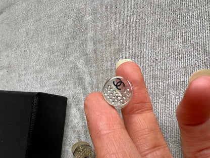 Chanel Diamante Resin Stud Earrings with CC Detail