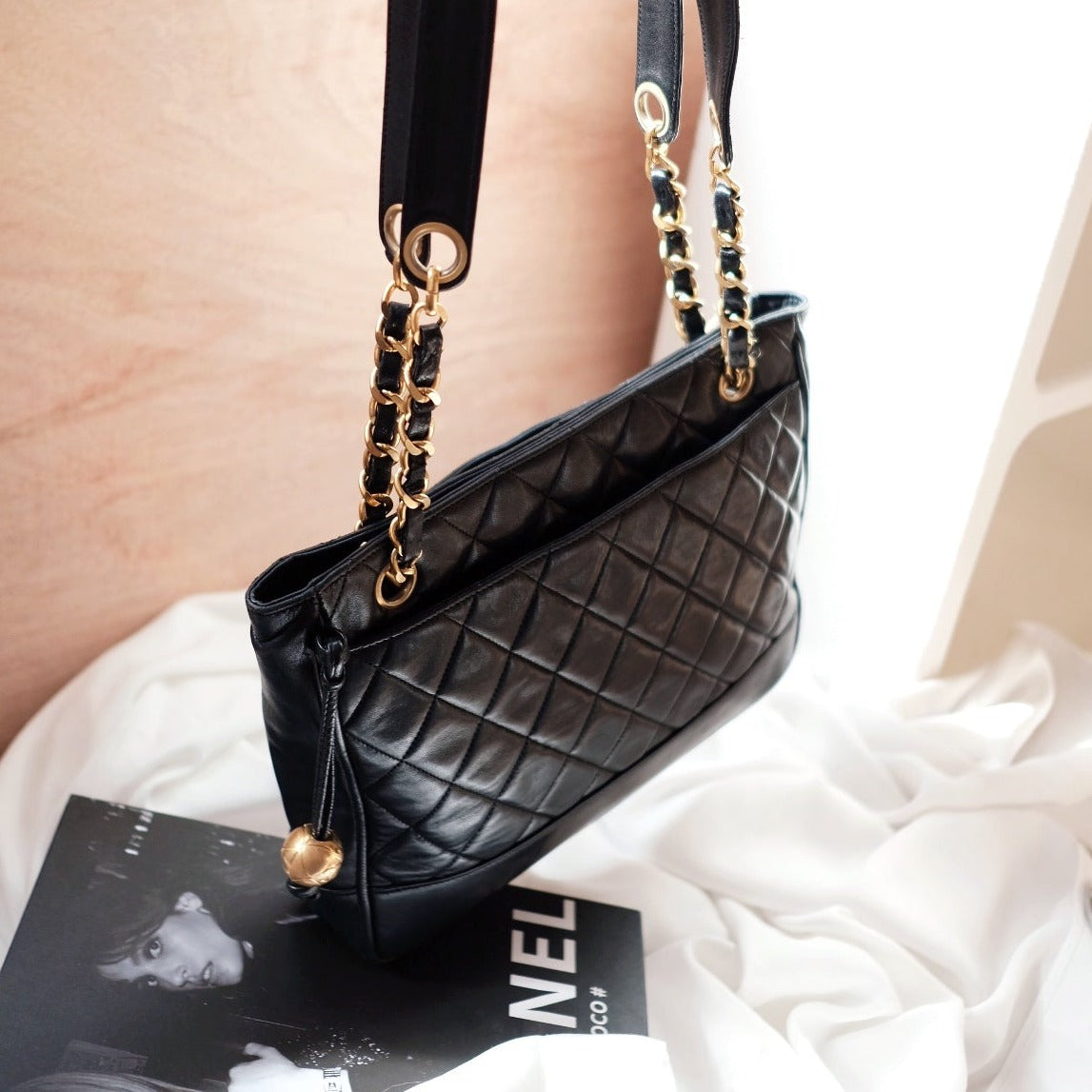 Chanel vintage lambskin tote bag