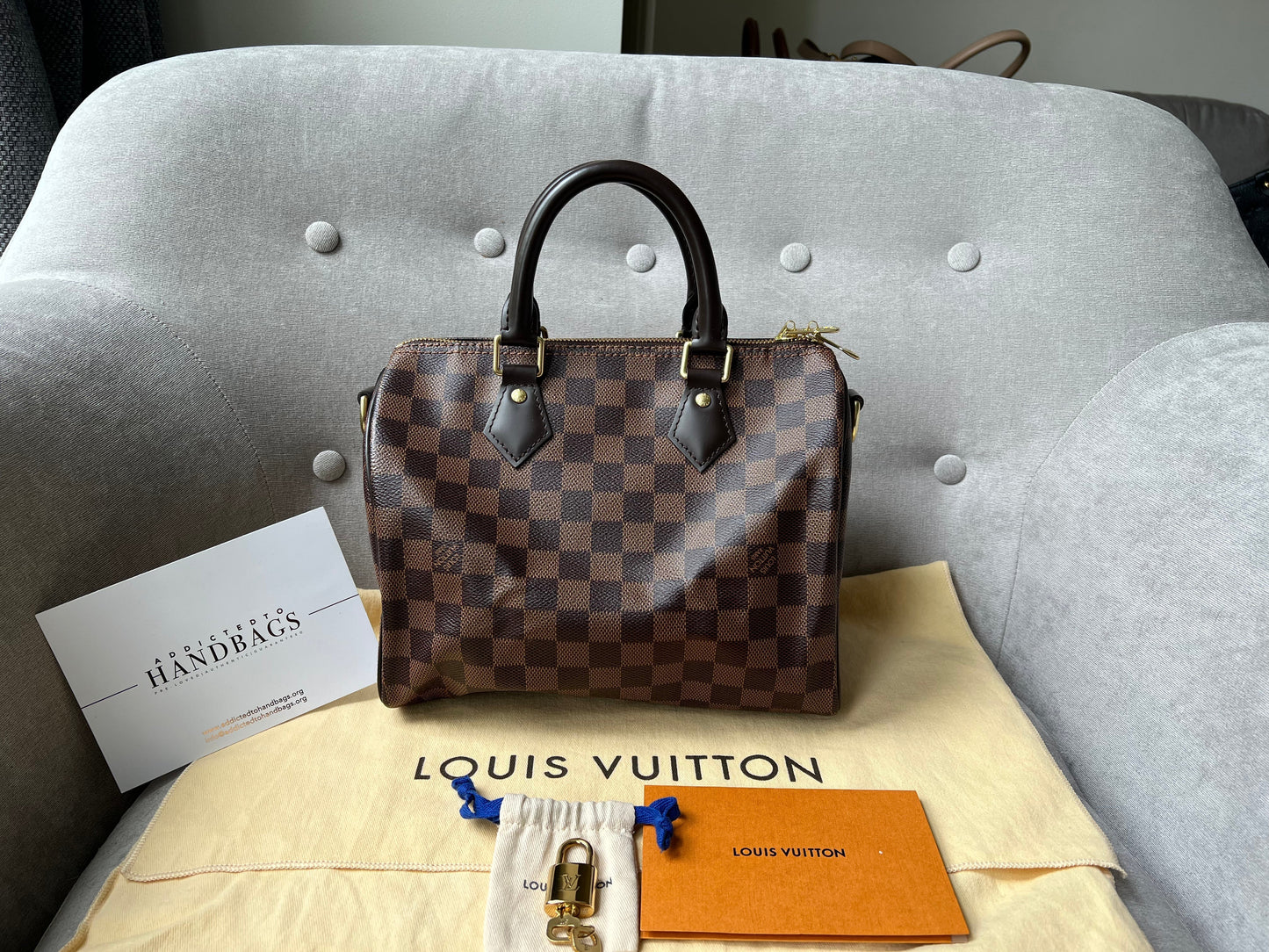 Louis Vuitton Speedy 25 Bandouliere (strap missing) Damier Ebene (RRP £1,420)