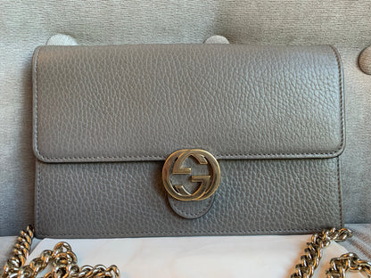 Gucci Dollar Grey Interlocking Chain Wallet