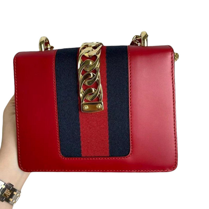Gucci Sylvie Flap Mini Leather Red GHW