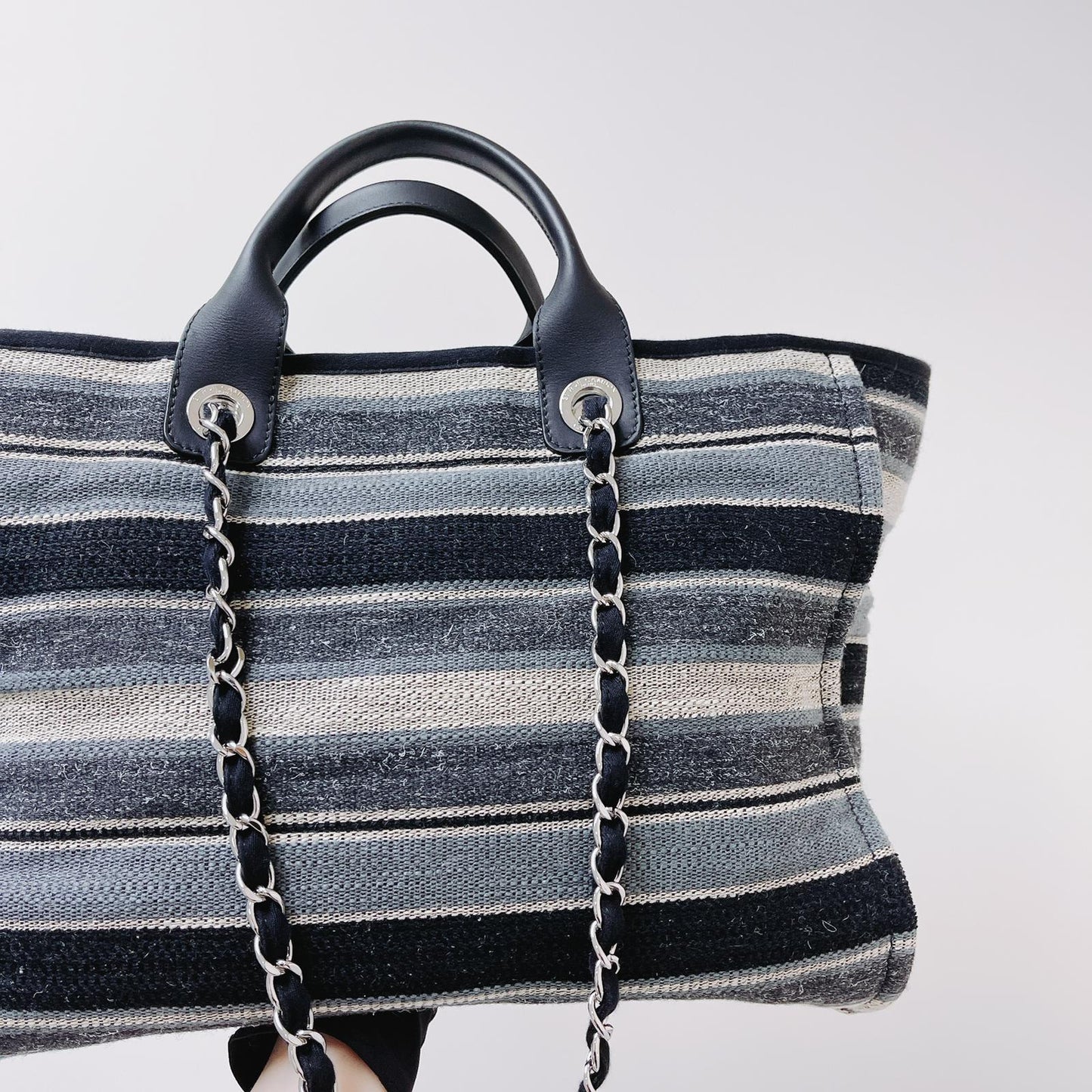 Striped Canvas Deauville Large Shopping Tote