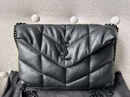 Yves Saint Laurent (YSL) Mini Puffer in Black Quilted Lambskin