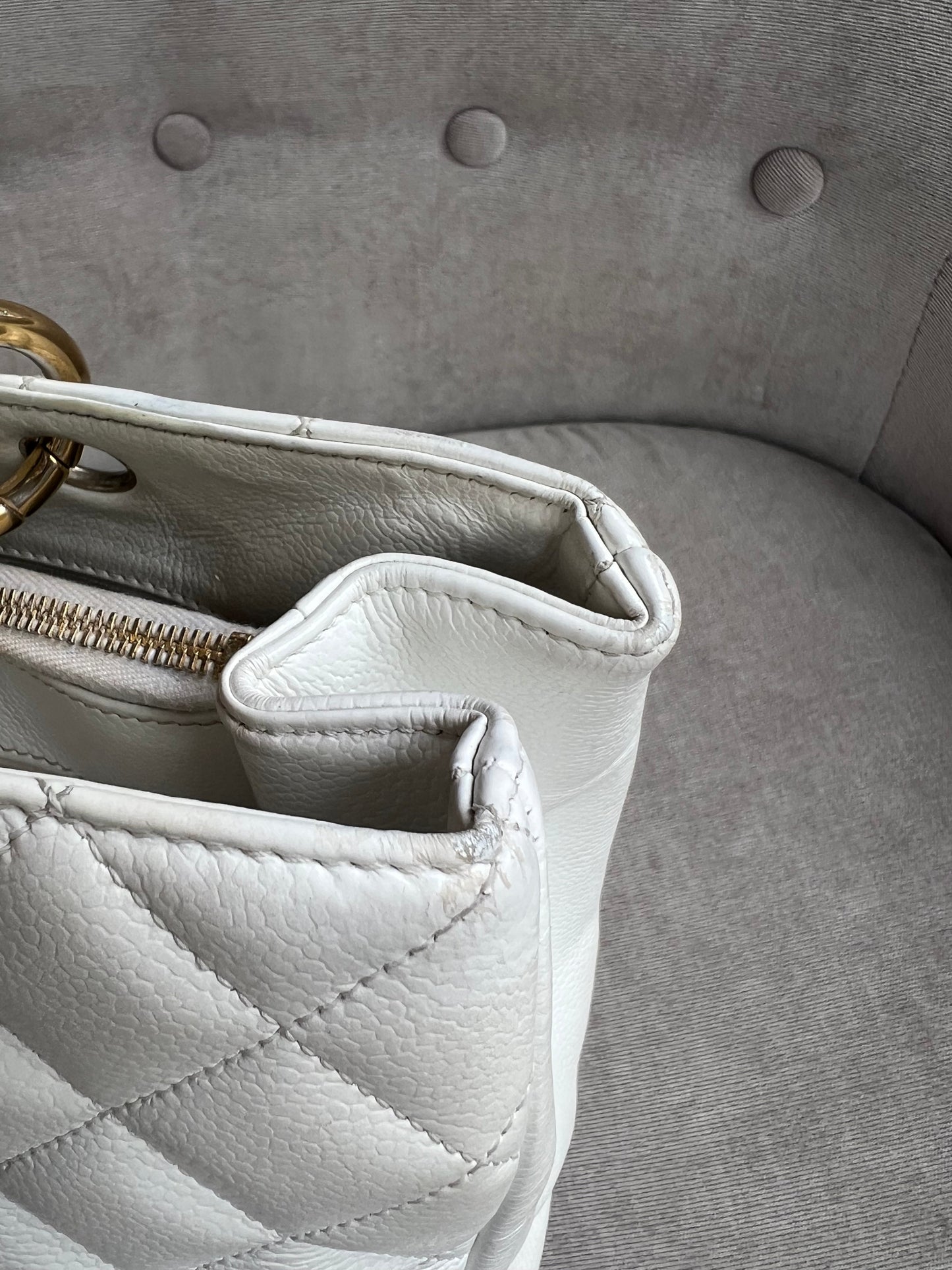 Chanel White Caviar Grand Shopper Tote (GST)