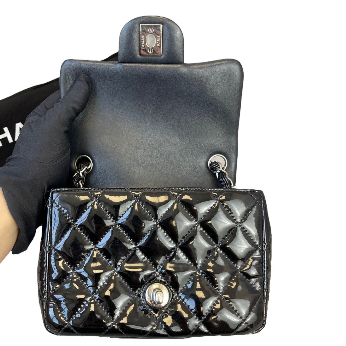 Classic Patent Mini Square Black SHW