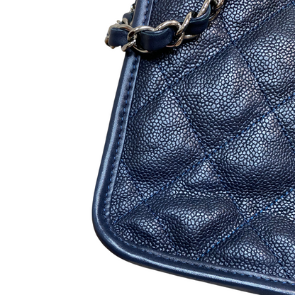 French Riviera Flap Caviar Navy Blue SHW