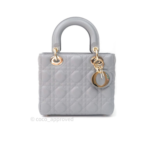 Christian Dior Lambskin My ABCDior Lady Dior Grey Gold Hardware