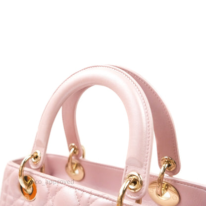 Christian Dior Medium Lady Dior Pink Lambskin Gold Hardware