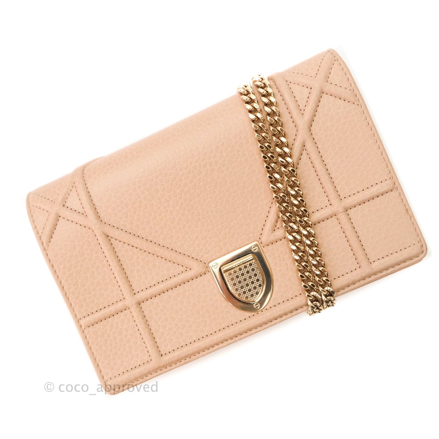 Christian Dior Diorama Wallet on Chain Beige Grained Calfskin Gold Hardware