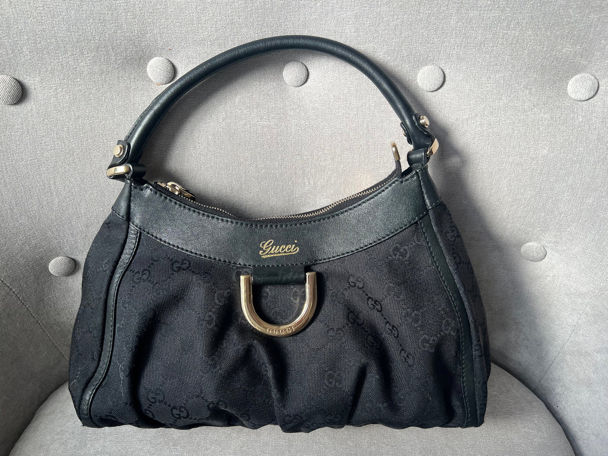 Gucci GG Canvas Small Black Abbey D Ring Hobo