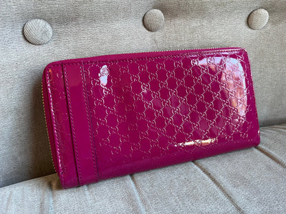 Gucci Pink Patent Guccissima Print Wallet