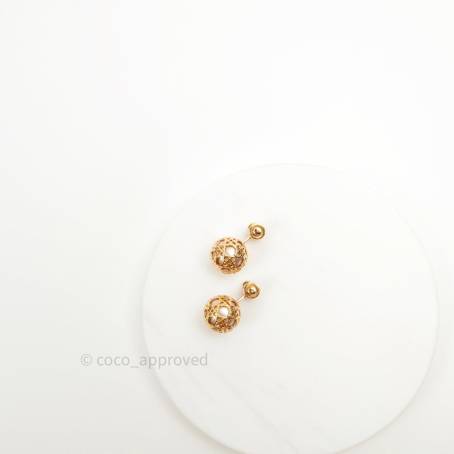 Christian Dior Pearl Cannage Mise En Dior Tribal Earrings Gold