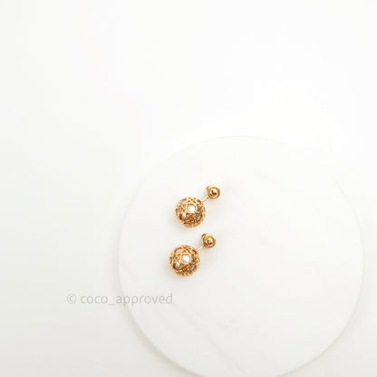 Christian Dior Pearl Cannage Mise En Dior Tribal Earrings Gold