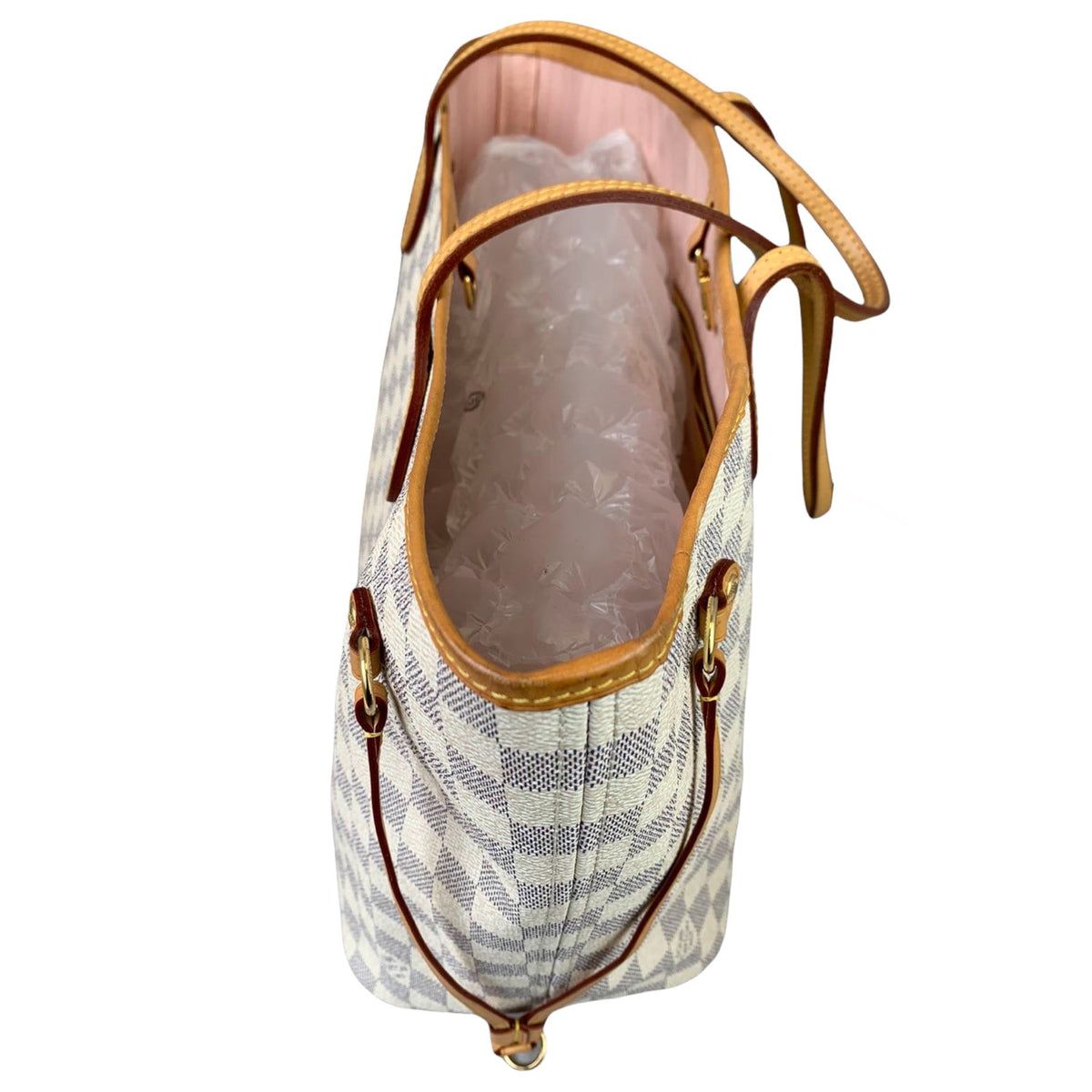 Louis-Vuitton Damier Azur Neverfull MM White GHW