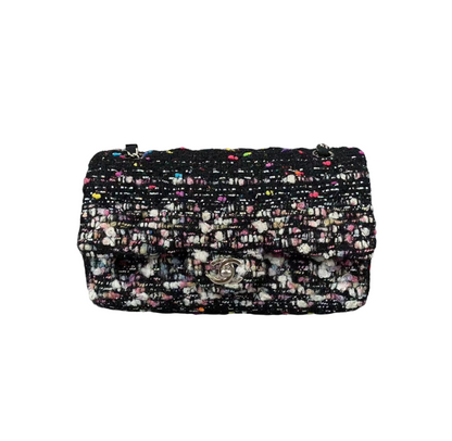 Medium Classic Flap Black Tweed Multicolour SHW