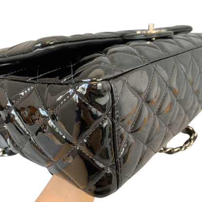 Classic Double Flap Maxi Patent Black SHW