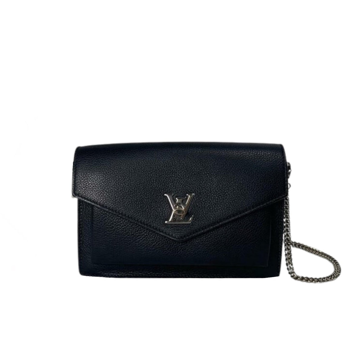 Louis-Vuitton Mylockme Chain Pochette Leather Black SHW