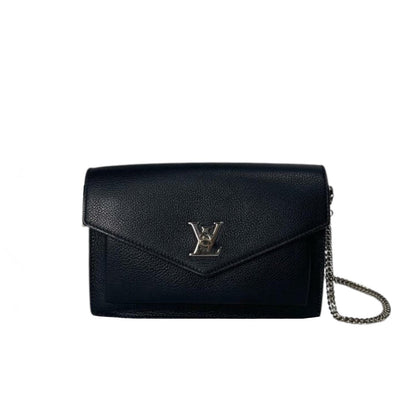 Louis-Vuitton Mylockme Chain Pochette Leather Black SHW