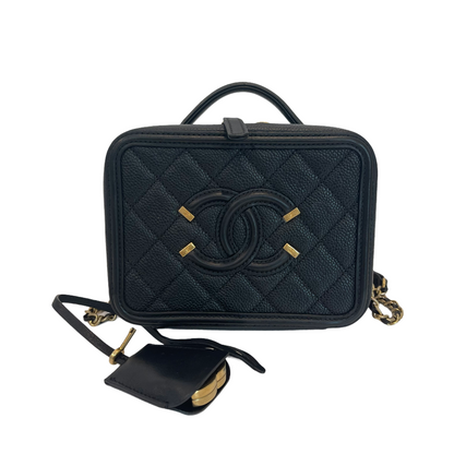 Filigree Vanity Case Caviar Small Black GHW