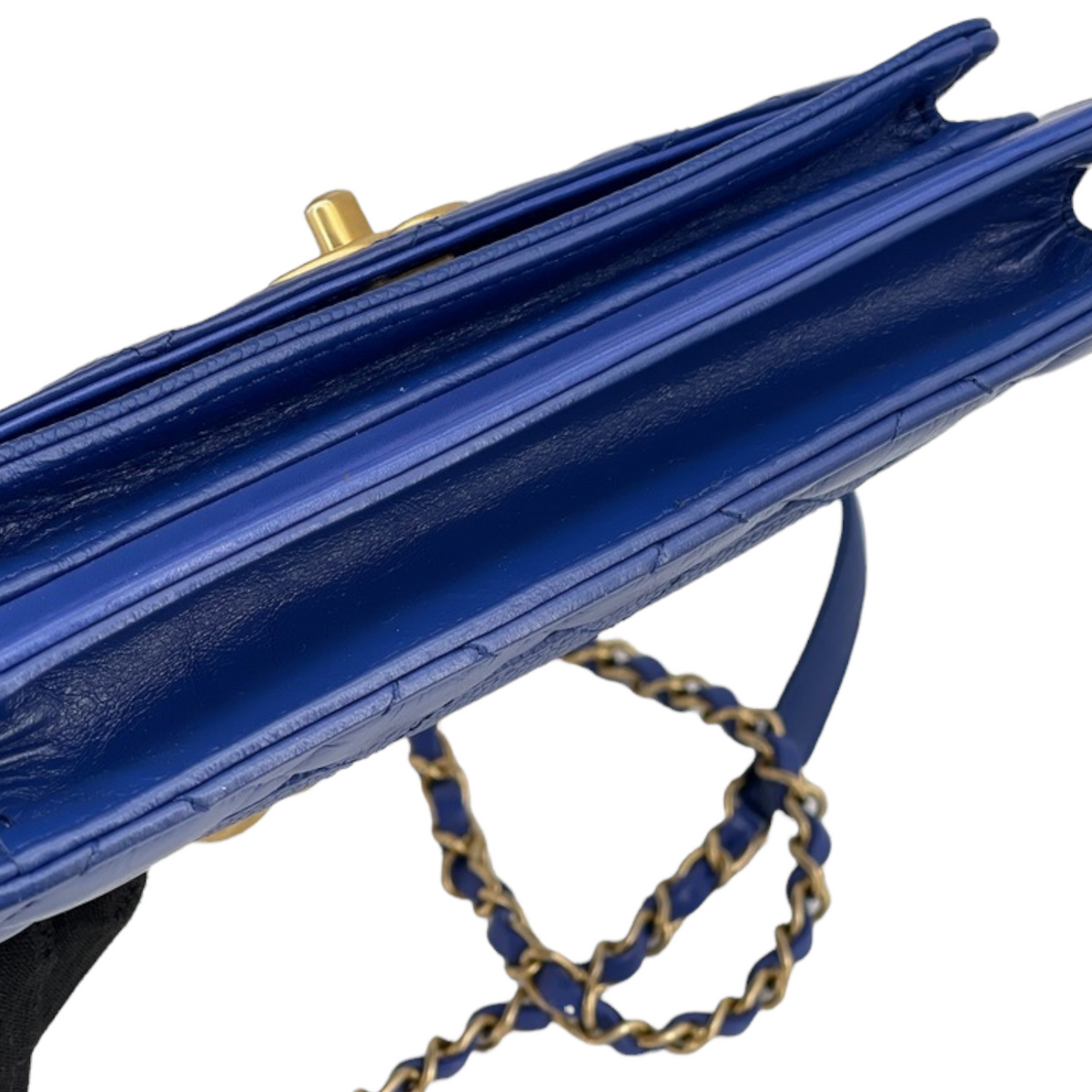 Chain Handle Flap Caviar/Calf Blue GHW