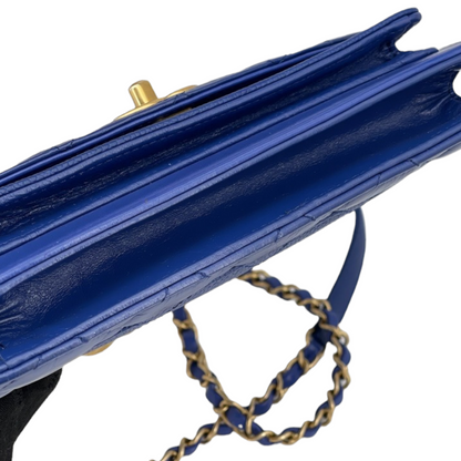 Chain Handle Flap Caviar/Calf Blue GHW