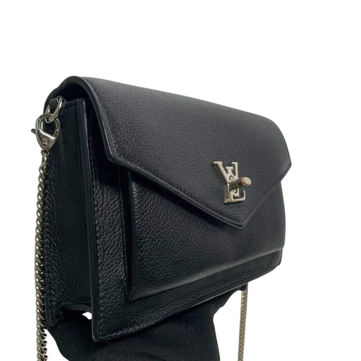 Louis-Vuitton Mylockme Chain Pochette Leather Black SHW