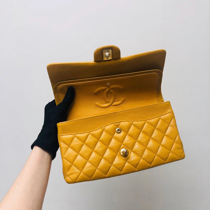 Classic Flap M/L Yellow Lambskin with GHW