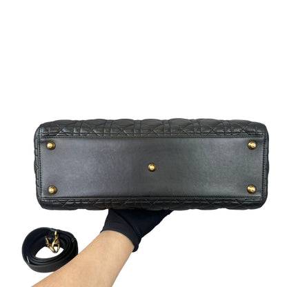 Large Lady Dior Lambskin Black GHW
