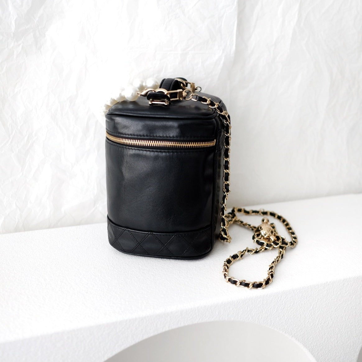 Chanel vintage coco sheepskin wash bag