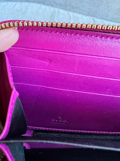 Gucci Pink Patent Guccissima Print Wallet