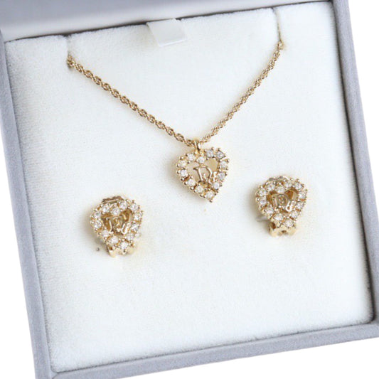 Rank SA ｜ Dior Necklace Earring Set Gold 18k Gold Plated  Rhinestone｜23041308