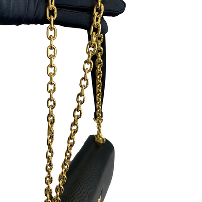 Louis-Vuitton Twist Lock Epi Leather MM Black GHW