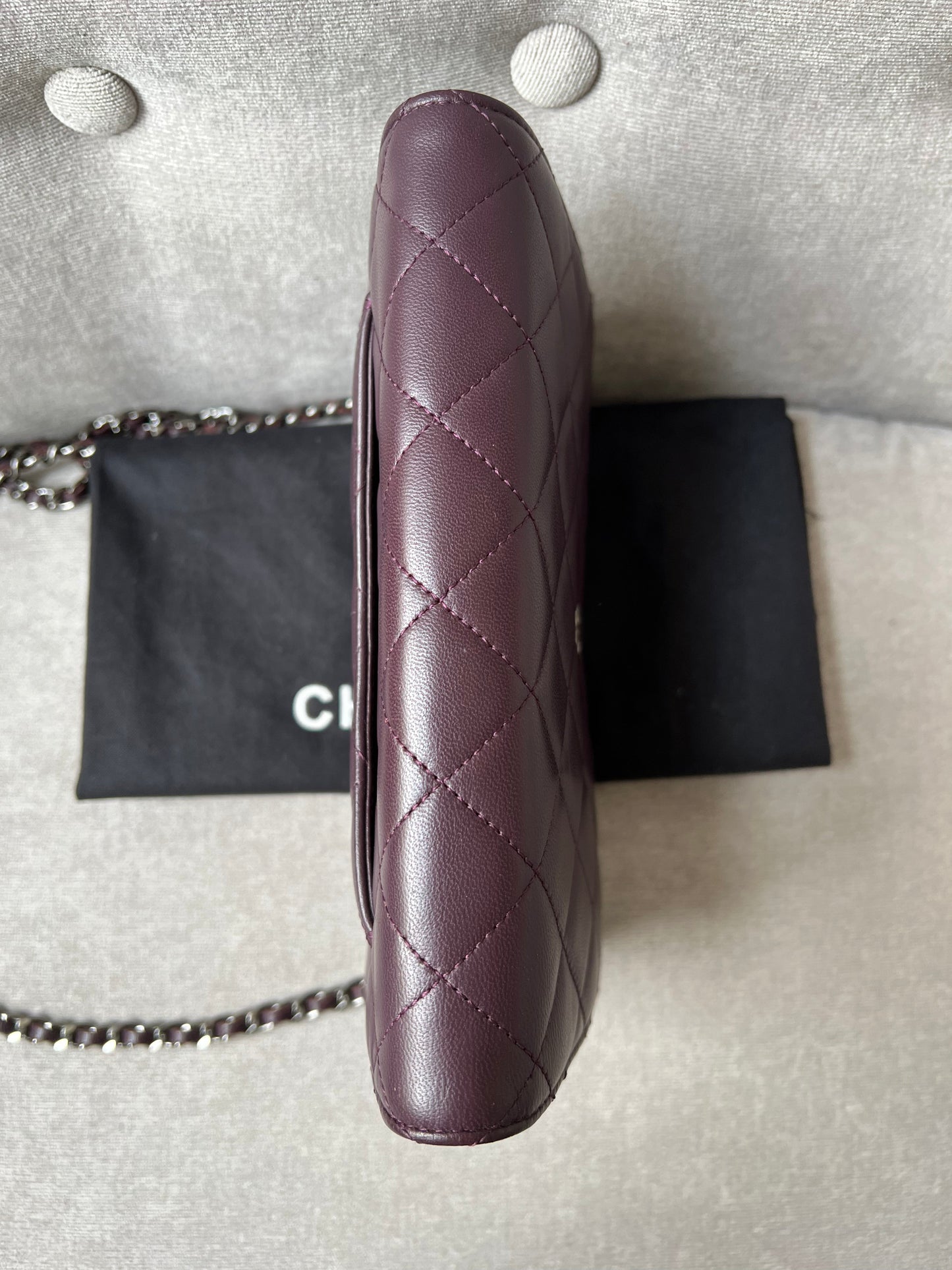 Chanel Aubergine Lambskin Wallet on Chain