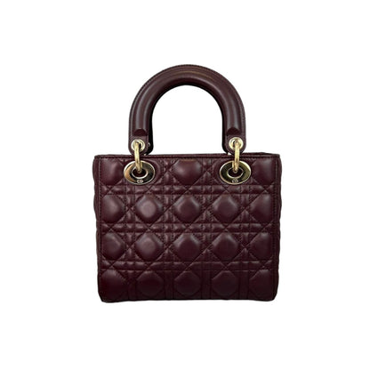 Small Lady Dior Lucky Badges Lambskin Burgundy GHW