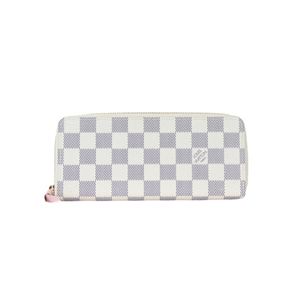 Louis-Vuitton Clemence Wallet Damier Azure Canvas White GHW