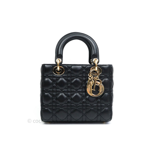 Christian Dior Lambskin My ABCDior Lady Dior Black Gold Hardware