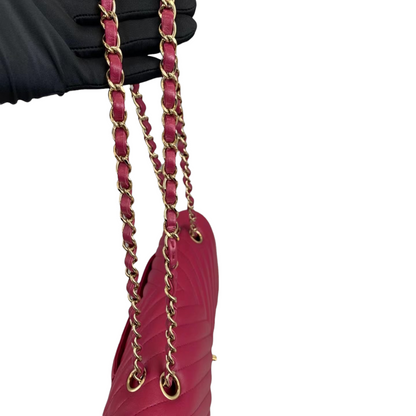 Classic Chevron Double Flap Medium Lambskin Pink GHW