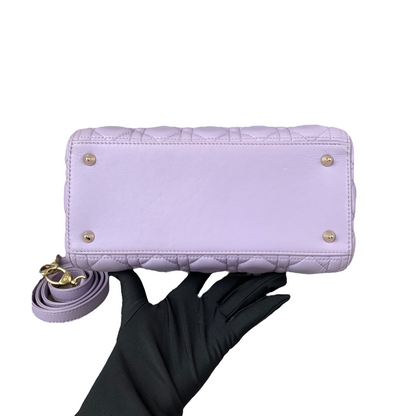 Medium Lady Dior Lambskin Lilac GHW