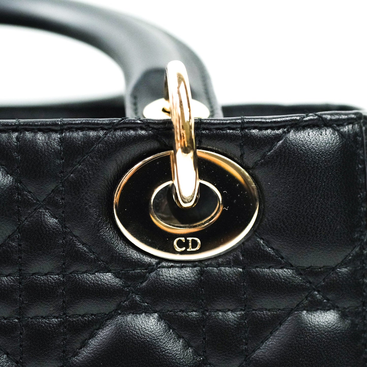 Christian Dior Lambskin My ABCDior Lady Dior Black Gold Hardware