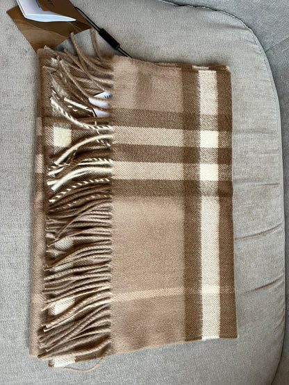 Burberry Classic Check Warm Taupe Cashmere Scarf (RRP £420)