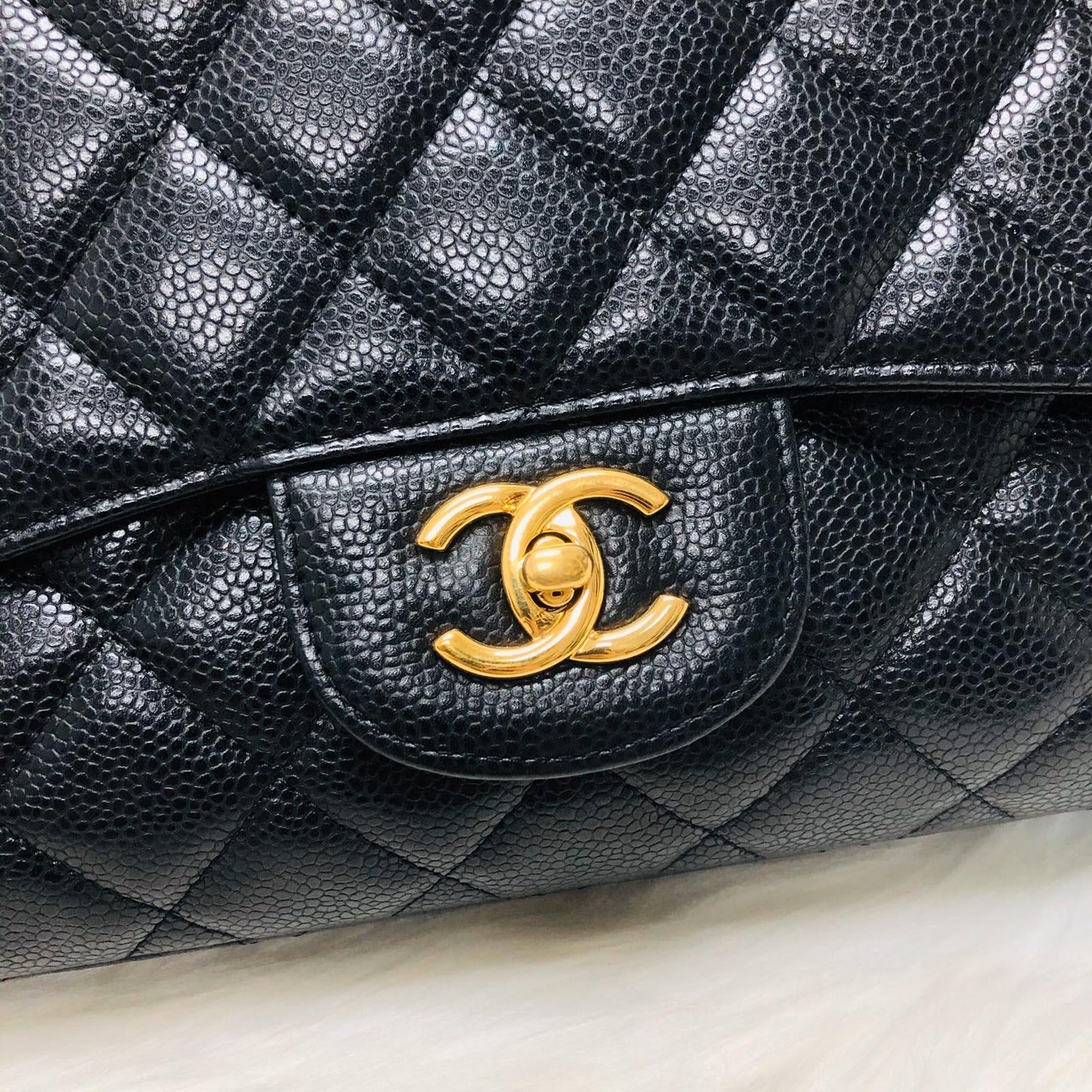Single Flap Maxi in Black Caviar Leather with GHW