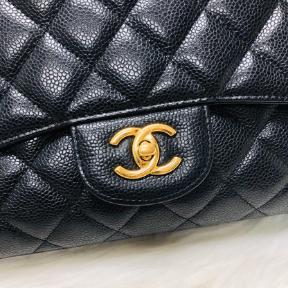 Single Flap Maxi in Black Caviar Leather with GHW
