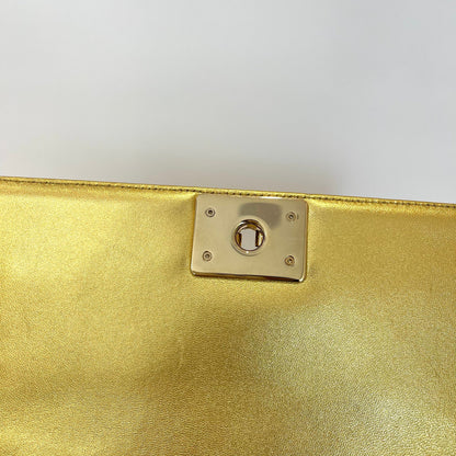 Old Medium Boy Bag in Patent Gold with GHW